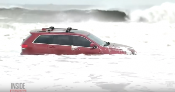 Red Jeep Stuck in Water Becomes Social Media Star
