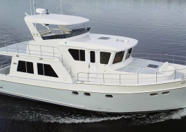 Hull Number One of New Helmsman 46 Trawler Hits the Water